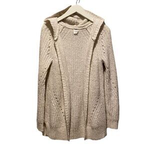 Abercrombie kids Cardigan Chunky knit Size 13/14 hooded cream soft‎ cozy